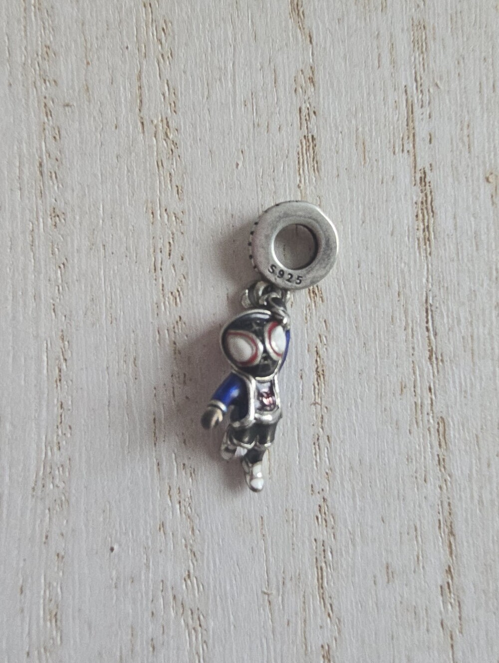 Sterling Silver Spider Hero Enamel Charm in Blue and White, Miles Morales